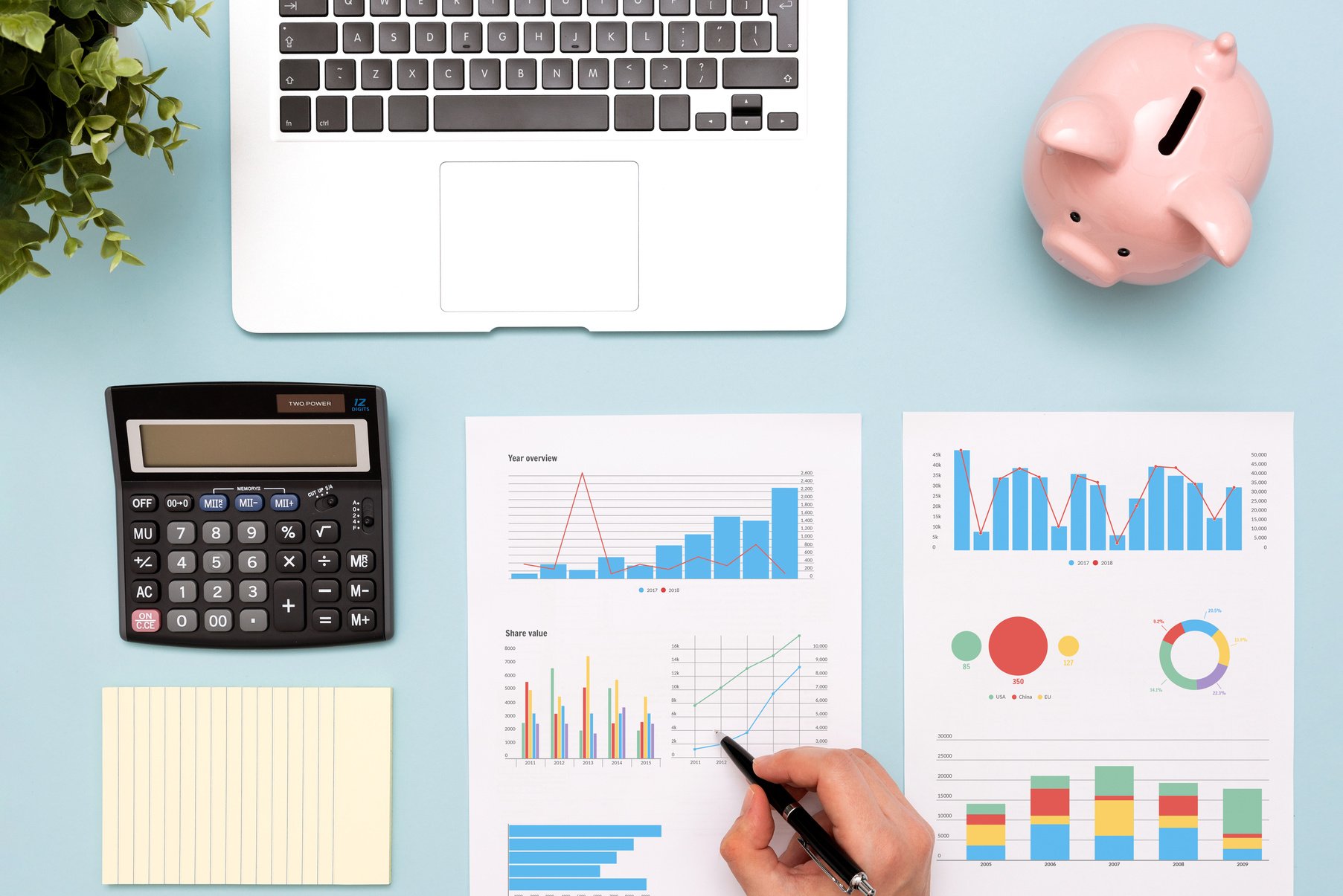 Accountant Working with Documents Flat Lay